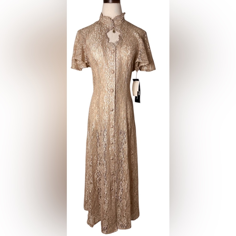 Vintage Dawn Joy Button Down Lace Maxi Dress